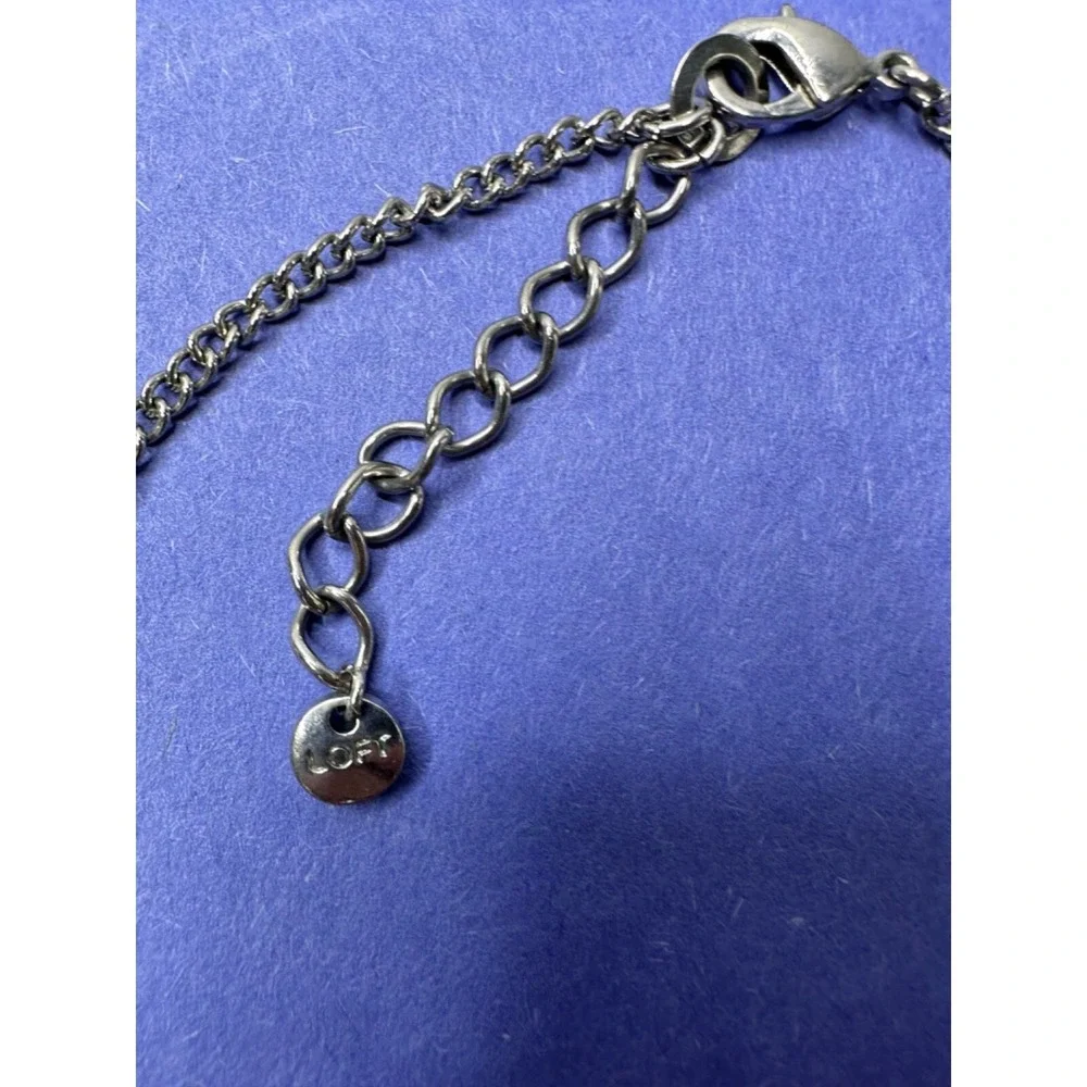 Ann Taylor Loft Necklace Bead Dangle Cha Cha Blue Silver Tone Double Strand